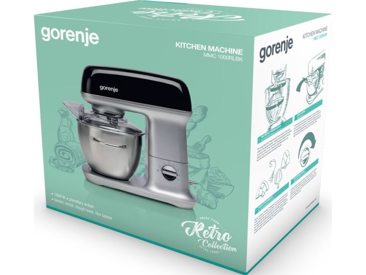 Gorenje MMC1000RLBK, 4,5 L, Sort, Metallic, 1,1 m, Metal, Aluminium, 1000 W