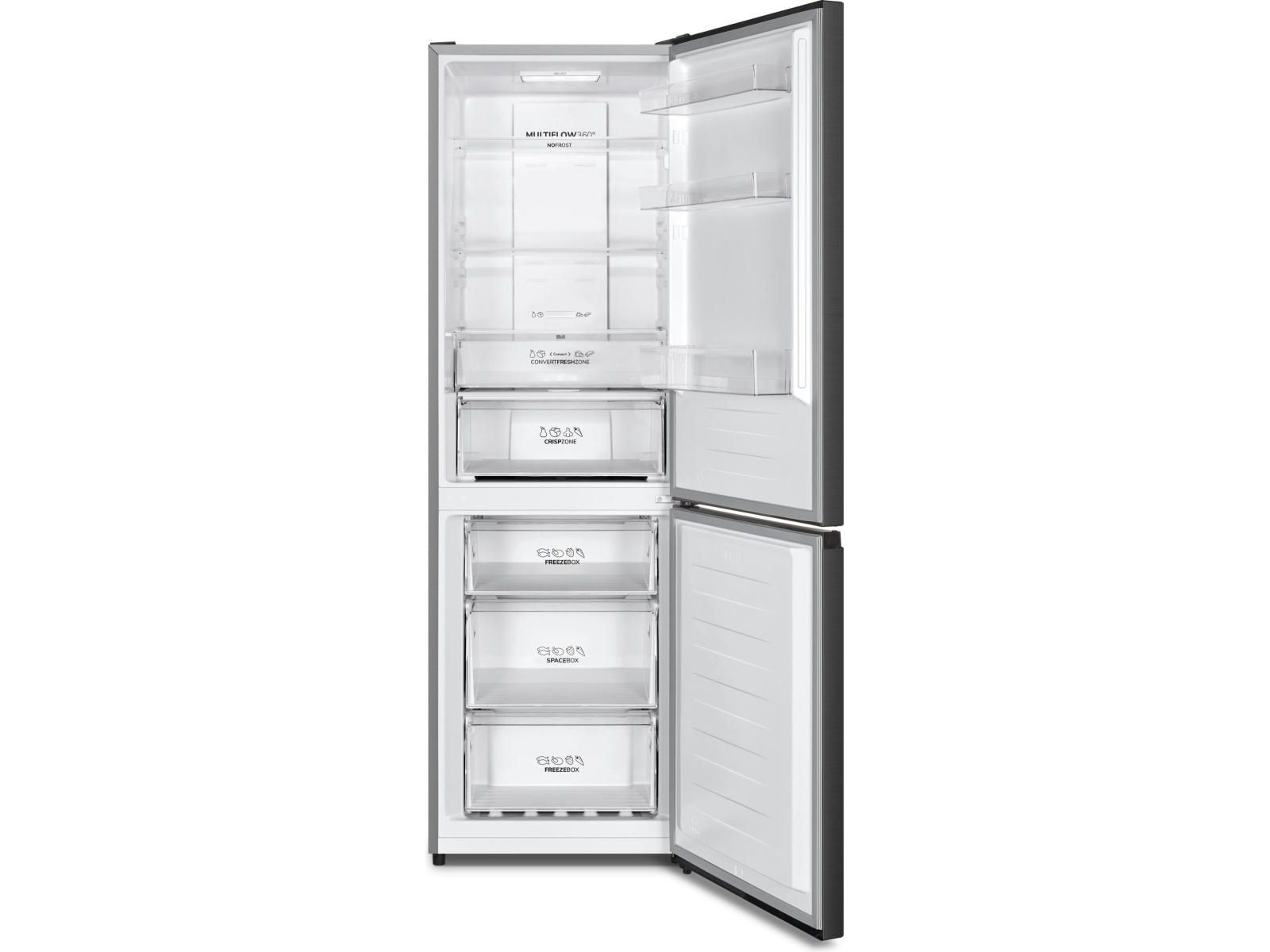 Gorenje Kombineret køl /frys NRK619CABXL4 CR, 304 L, SN-T, 6 kg/24t, C, Frisk zone, aflukke, Sort, Rustfrit stål billede 3
