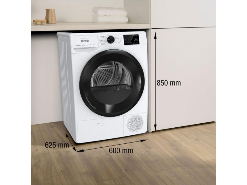 Gorenje DPNE82/GN, Fritstående, Front-læsning, Varmepumpe, Hvid, Dreje, Højre billede 2