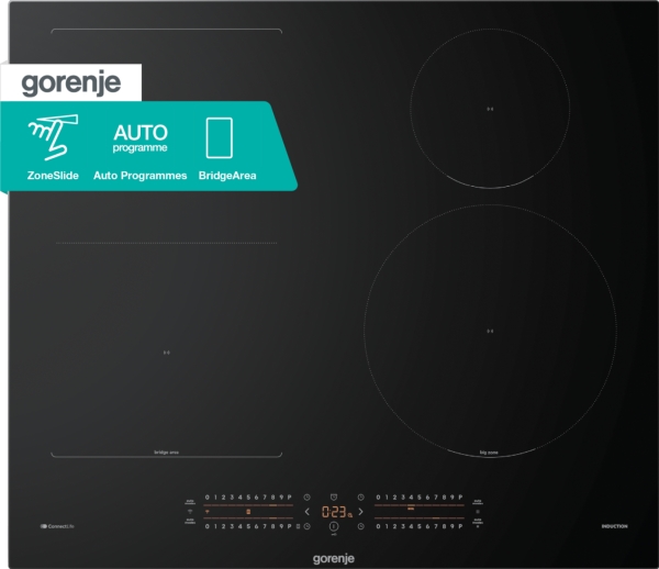 Gorenje GI6432BSCWF, Sort, Indbygget, 60 cm, Zone induktionskogeplade, Keramisk, 4 zone(s)