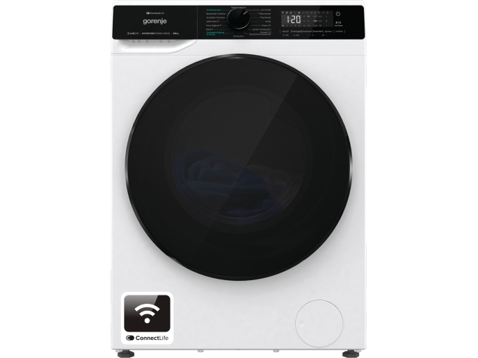 Gorenje WD2PA964ADW/AT, Front-læsning, Fritstående, Hvid, Venstre, Sort, Sort