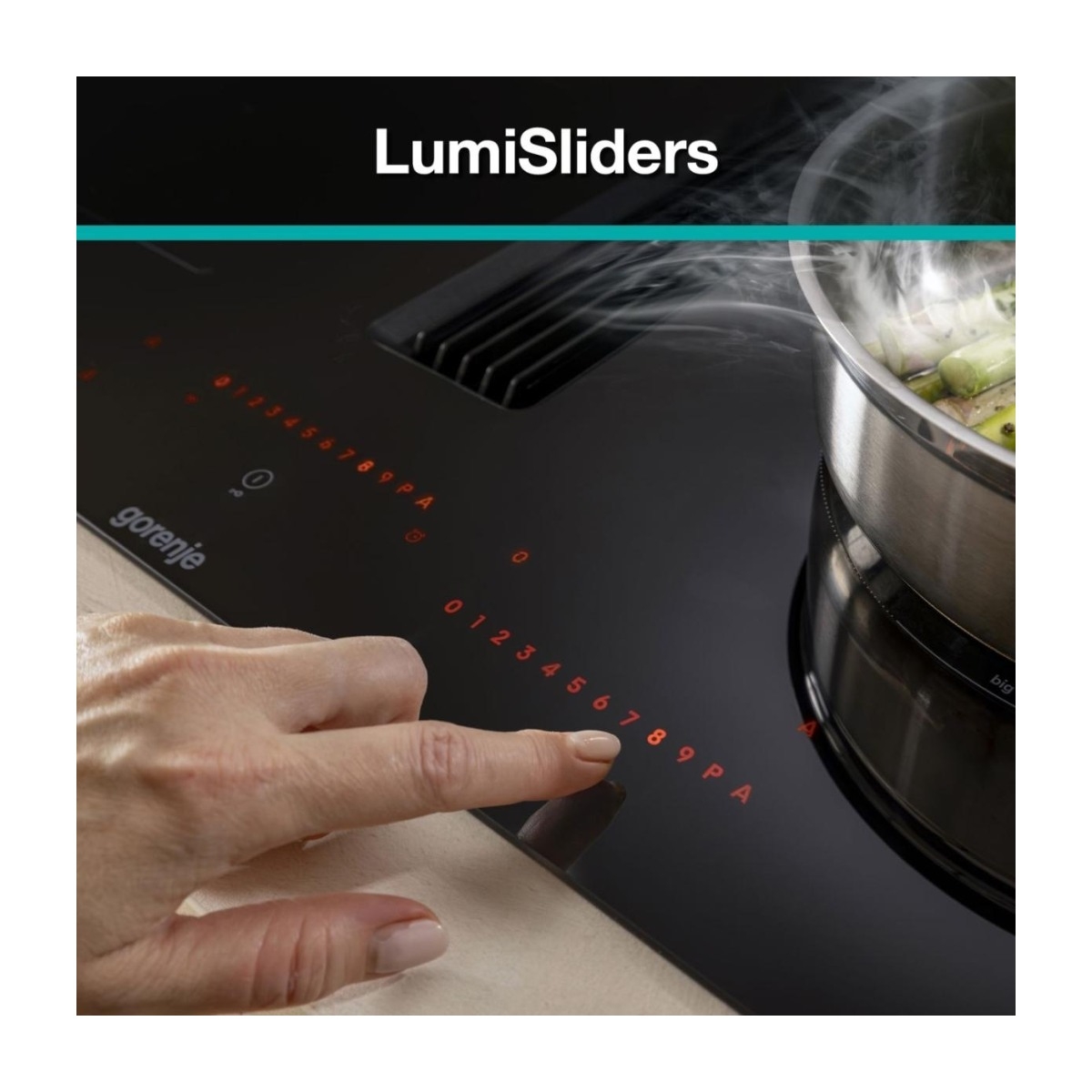 Gorenje GEH8433BSCWF induktionskogeplade med integreret emhætte