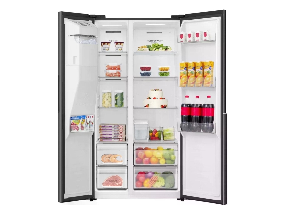 Gorenje HZF53082 NRS917E61BX G600, Fritstående, Amerikansk dør, Sort, Rustfrit stål, 2 dør(e), Berøring, LED