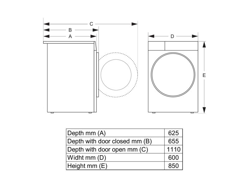 Gorenje G600 DG68C, Fritstående, Front-læsning, Varmepumpe, Hvid, Dreje, Højre