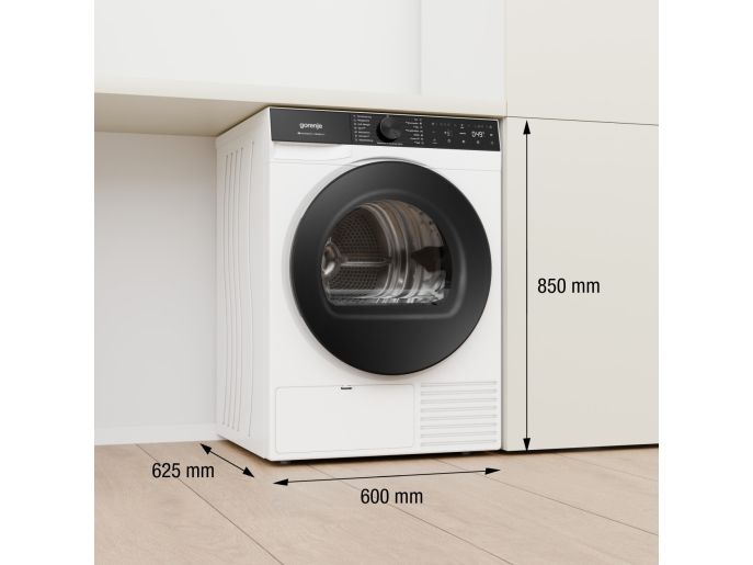 Gorenje G600 DG68C, Fritstående, Front-læsning, Varmepumpe, Hvid, Dreje, Højre
