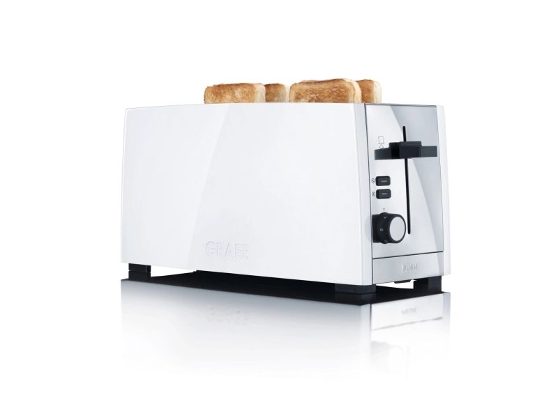 Graef TO 101, 4 skive(r), Sølv, Hvid, Aluminium, Rustfrit stål, Knapper, Dreje, 1380 W, 230 V
