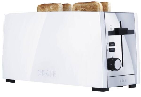 Graef TO 101, 4 skive(r), Sølv, Hvid, Aluminium, Rustfrit stål, Knapper, Dreje, 1380 W, 230 V