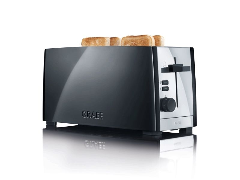 Graef TO 102, 4 skive(r), Sort, Aluminium, Rustfrit stål, Knapper, Dreje, 1380 W, 230 V