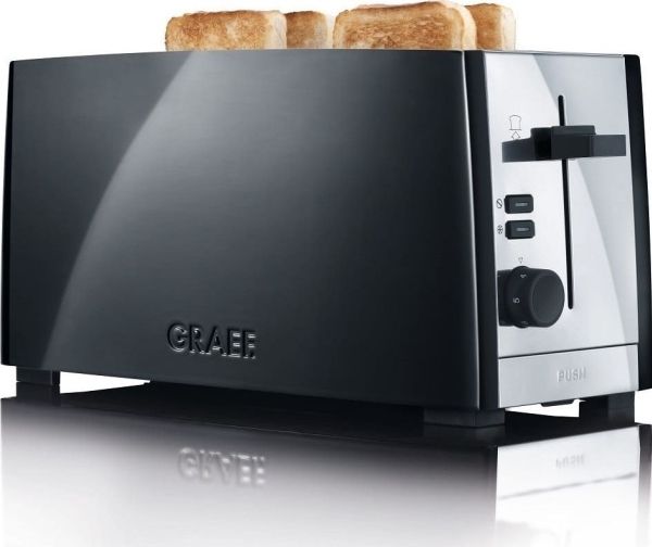Graef TO 102, 4 skive(r), Sort, Aluminium, Rustfrit stål, Knapper, Dreje, 1380 W, 230 V