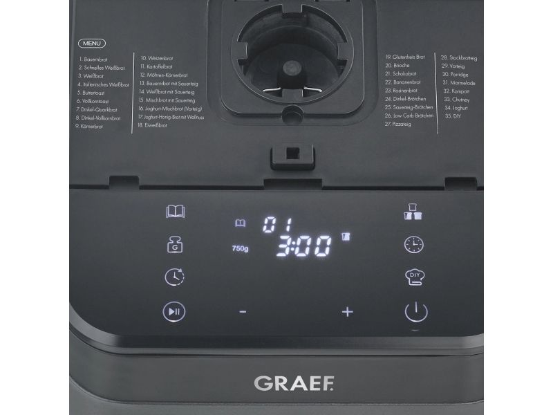 Graef BA806, 750 g, Timer, Variabel skorpe bruning kontrol, Holde varm funktion, 520 W, Sort, Grå