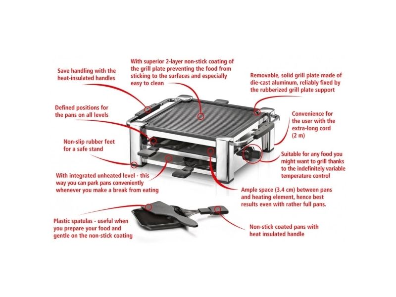 Rommelsbacher RCC 1000 Fashion - Raclette/grill - 1 kW - krom