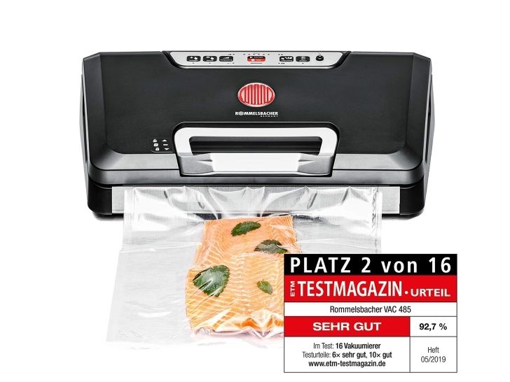 Rommelsbacher VAC 485, Sort, Sølv, Vakuumforsegling, Knapper, 30 cm, 140 W, 230 V