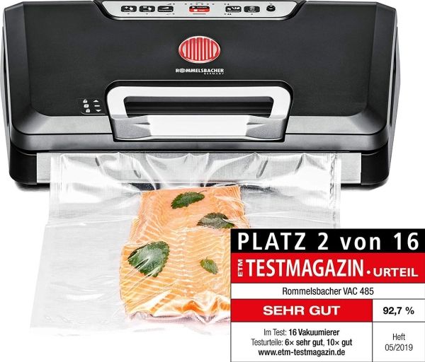 Rommelsbacher VAC 485, Sort, Sølv, Vakuumforsegling, Knapper, 30 cm, 140 W, 230 V
