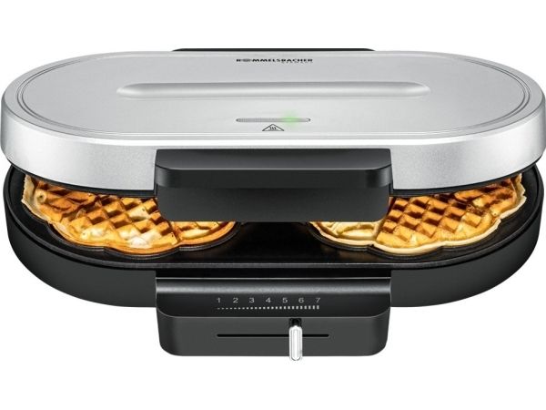Rommelsbacher WA 1250, 2 vaffel/vafler, Hjerte (form), Sølv, 1,6 cm, Plast, 1250 W
