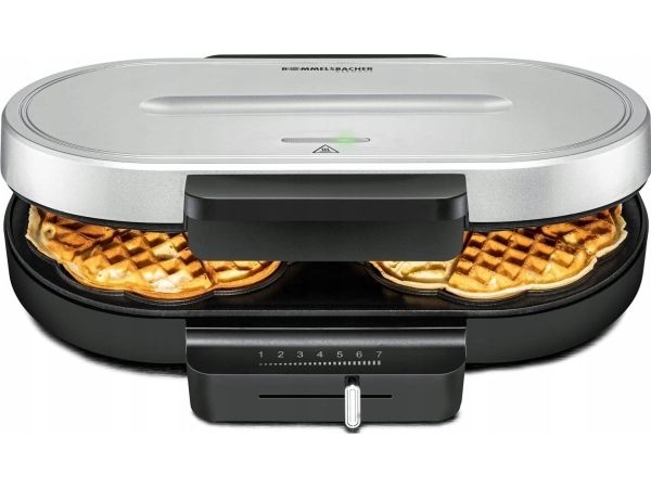 Rommelsbacher WA 1250, 2 vaffel/vafler, Hjerte (form), Sølv, 1,6 cm, Plast, 1250 W