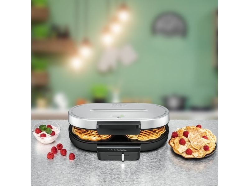 Rommelsbacher WA 1250, 2 vaffel/vafler, Hjerte (form), Sølv, 1,6 cm, Plast, 1250 W