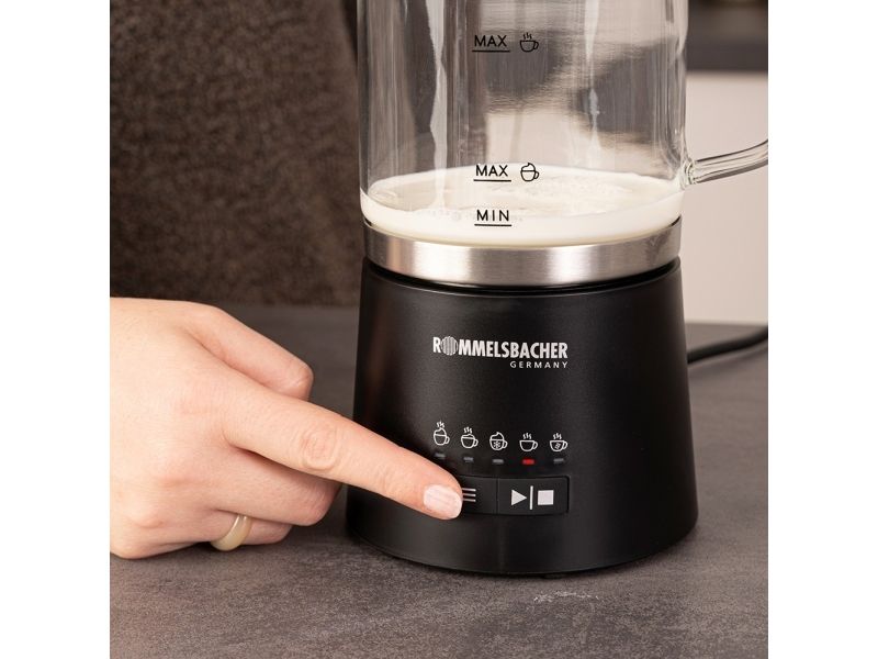 Rommelsbacher MS 625, Automatisk mælkeskummer/varmer, Sort, Rustfrit stål, Glas, 250 ml, 500 ml, Varm & kold billede 2