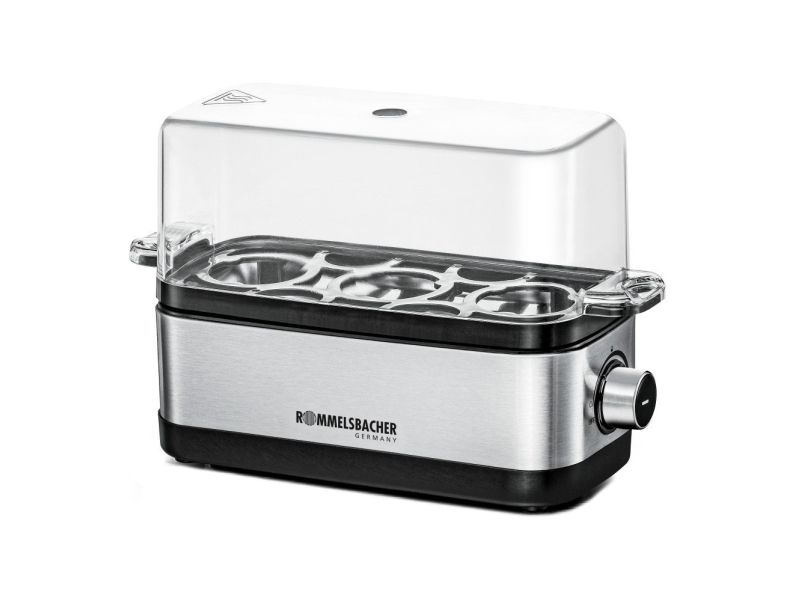 Rommelsbacher ER 300, 3 æg, Rustfrit stål, Rustfrit stål, Transparent, 300 W, 230 V, 207 mm