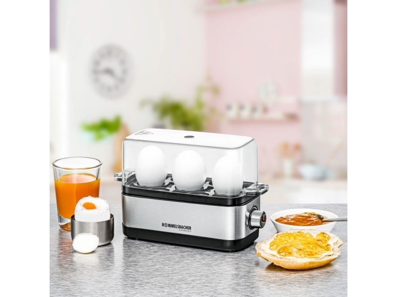 Rommelsbacher ER 300, 3 æg, Rustfrit stål, Rustfrit stål, Transparent, 300 W, 230 V, 207 mm