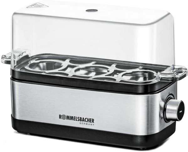 Rommelsbacher ER 300, 3 æg, Rustfrit stål, Rustfrit stål, Transparent, 300 W, 230 V, 207 mm