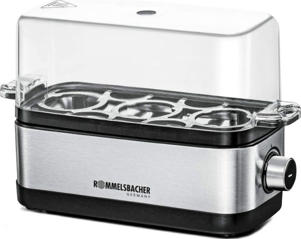 Rommelsbacher ER 300, 3 æg, Rustfrit stål, Rustfrit stål, Transparent, 300 W, 230 V, 207 mm