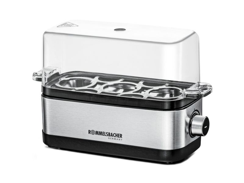 Rommelsbacher ER 300, 3 æg, Rustfrit stål, Rustfrit stål, Transparent, 300 W, 230 V, 207 mm