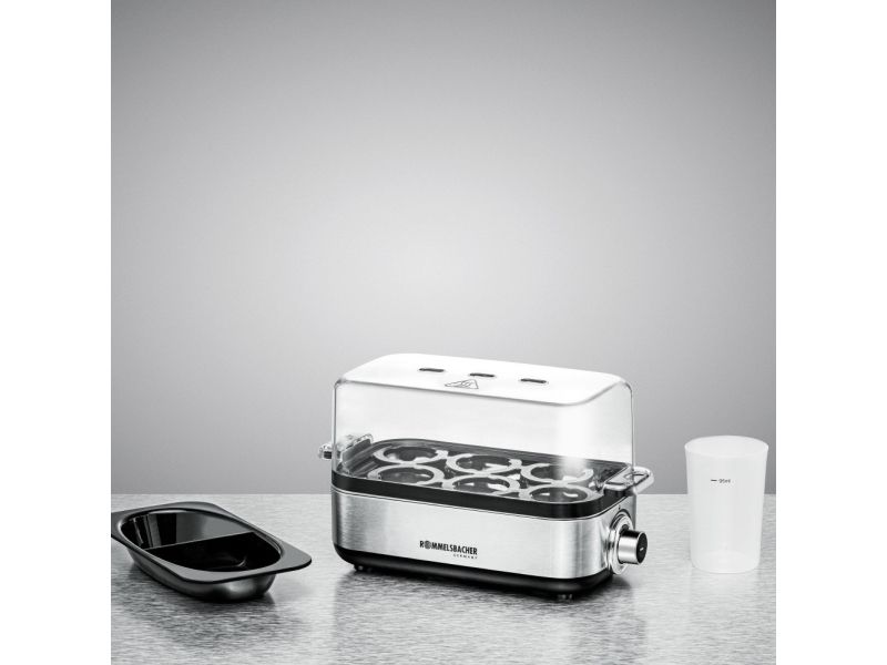 Rommelsbacher ER 600, 6 æg, Rustfrit stål, Rustfrit stål, Transparent, 400 W, 230 V, 228 mm