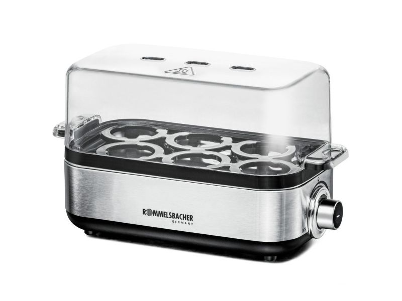 Rommelsbacher ER 600, 6 æg, Rustfrit stål, Rustfrit stål, Transparent, 400 W, 230 V, 228 mm