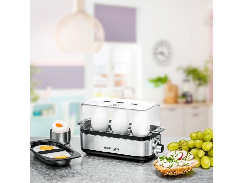 Rommelsbacher ER 600, 6 æg, Rustfrit stål, Rustfrit stål, Transparent, 400 W, 230 V, 228 mm