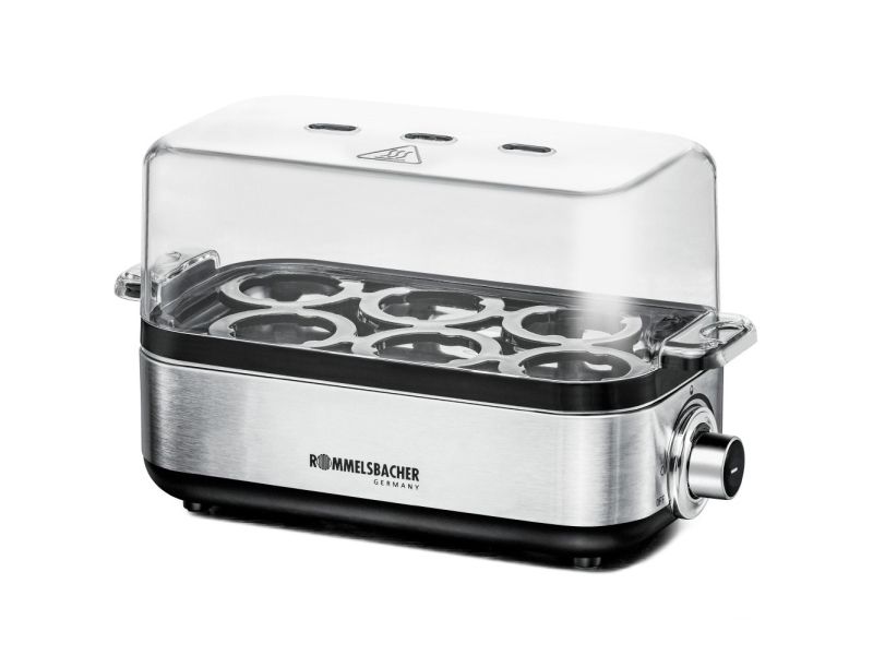 Rommelsbacher ER 600, 6 æg, Rustfrit stål, Rustfrit stål, Transparent, 400 W, 230 V, 228 mm