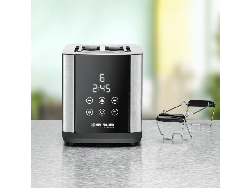 Rommelsbacher TO 850, 2 skive(r), Sort, Rustfrit stål, Rustfrit stål, Berøring, LED, 850 W