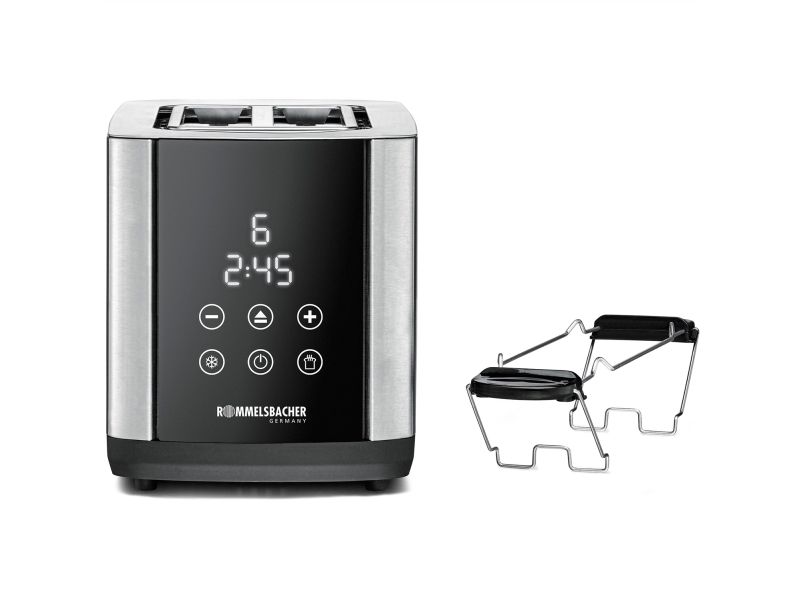 Rommelsbacher TO 850, 2 skive(r), Sort, Rustfrit stål, Rustfrit stål, Berøring, LED, 850 W