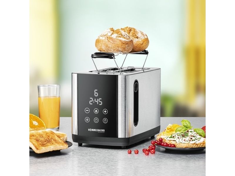 Rommelsbacher TO 850, 2 skive(r), Sort, Rustfrit stål, Rustfrit stål, Berøring, LED, 850 W