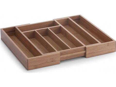 Zeller 25322 28.5-40 X 33.5 X 5 Cm Extendible Cutlery Tray Bamboo billede 1