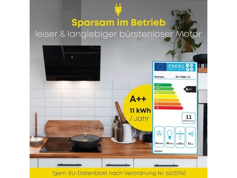 Bomann DU 7606.1 G, 491 m³/t, Aftræk/Recirkulerende, A, B, D, 61 dB billede 3
