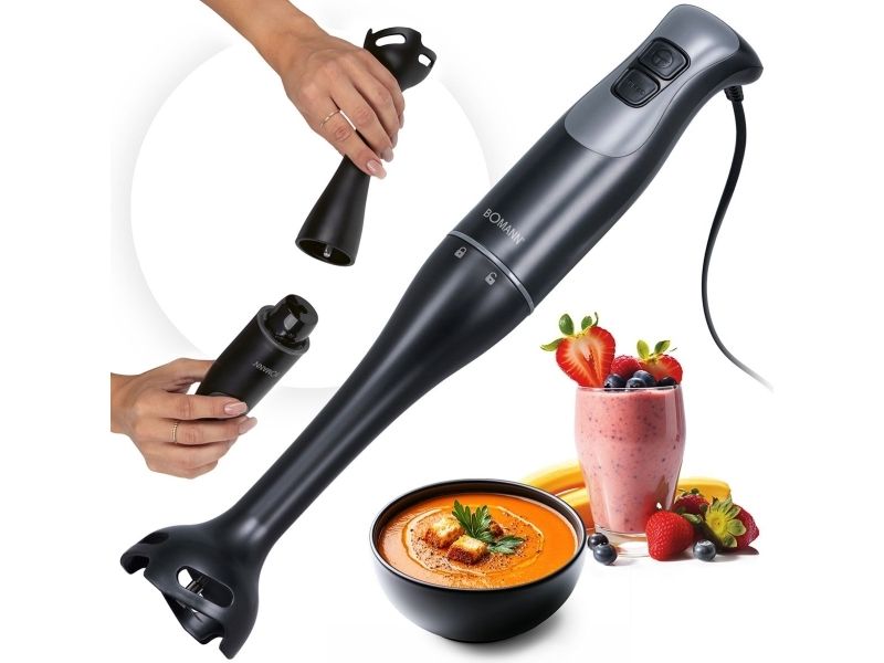 Bomann SM 6081 CB, Nedsænkning blender, 350 W, Sort, Rustfrit stål billede 2