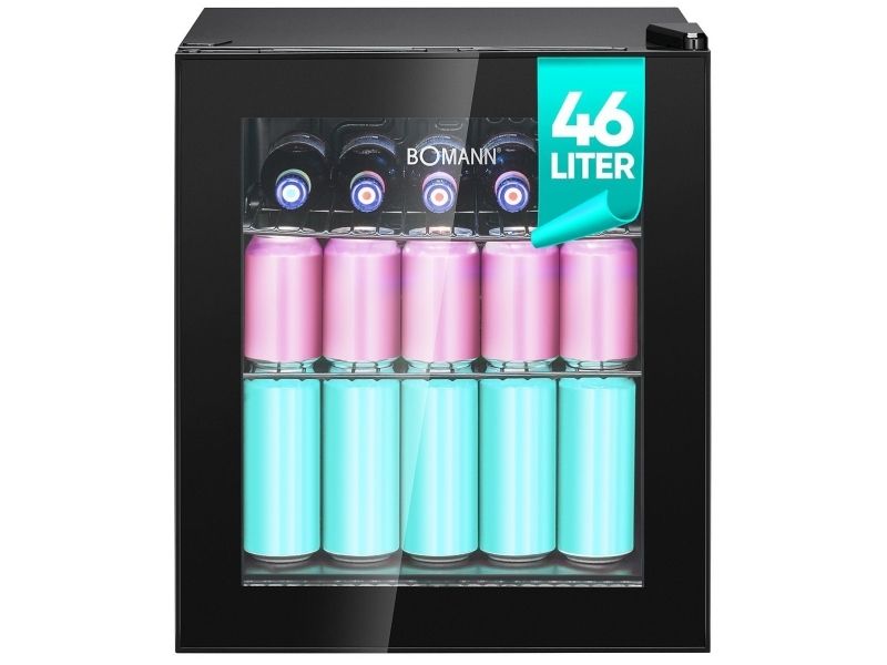 Bomann KSG 7291, Drikkevarekøler, Fritstående, Sort, Sort, Højre, 46 L