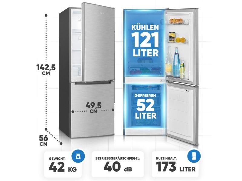 Bomann KG 7359, 173 L, N-ST, 2,6 kg/24t, C, Frisk zone, aflukke, Rustfrit stål