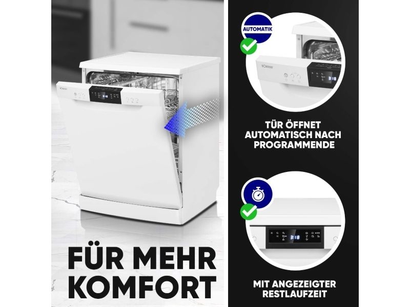 Bomann GSP 7419, Fritstående, Fuld størrelse (60 cm), Hvid, Knapper, Berøring, LED, Kurv og skuffer