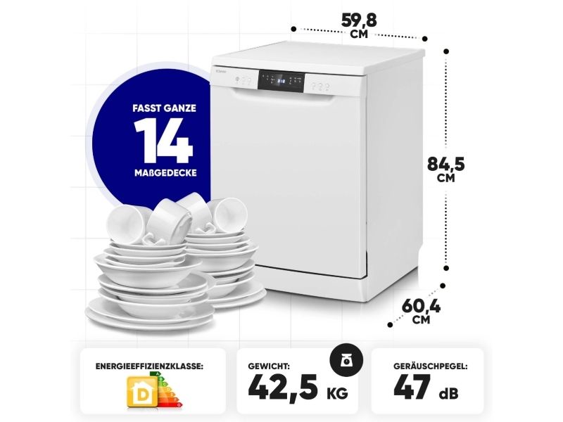 Bomann GSP 7419, Fritstående, Fuld størrelse (60 cm), Hvid, Knapper, Berøring, LED, Kurv og skuffer