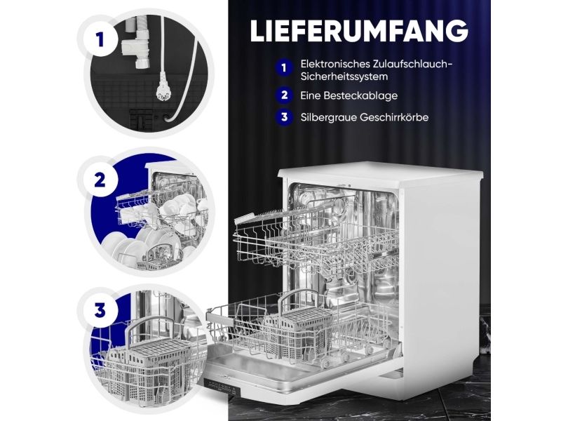 Bomann GSP 7419, Fritstående, Fuld størrelse (60 cm), Hvid, Knapper, Berøring, LED, Kurv og skuffer