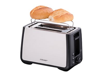 Cloer 3569 King Size - Brødrister - 2 skive - 2 Holdere - mat rustfrit stål/sort