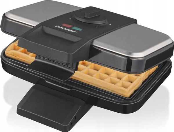 Cloer 1459 c, 2 vaffel/vafler, Firkant, Sort, Rustfrit stål, 12,3 cm, Plast, 1000 W