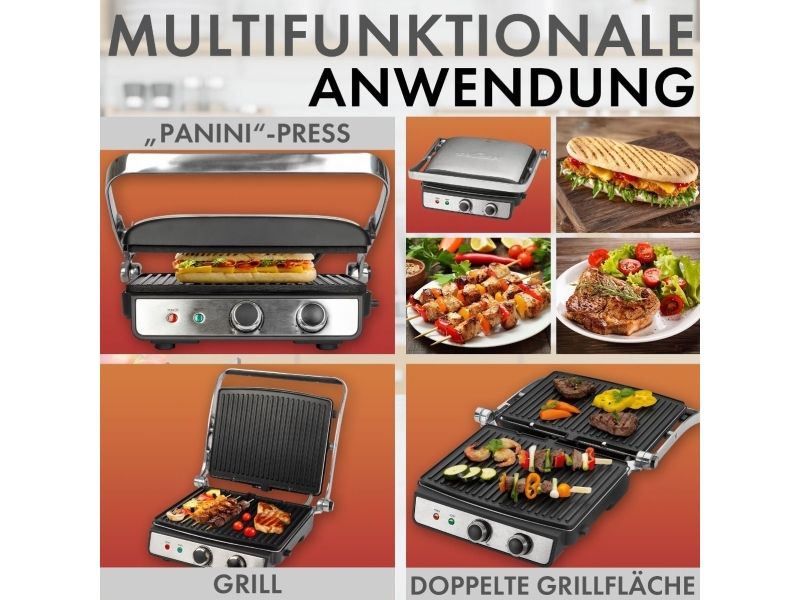 ProfiCook PC-KG 1264, Sort, Rustfrit stål, Rustfrit stål, 230 x 290 mm, 180°, 2000 W, 220 - 240 V