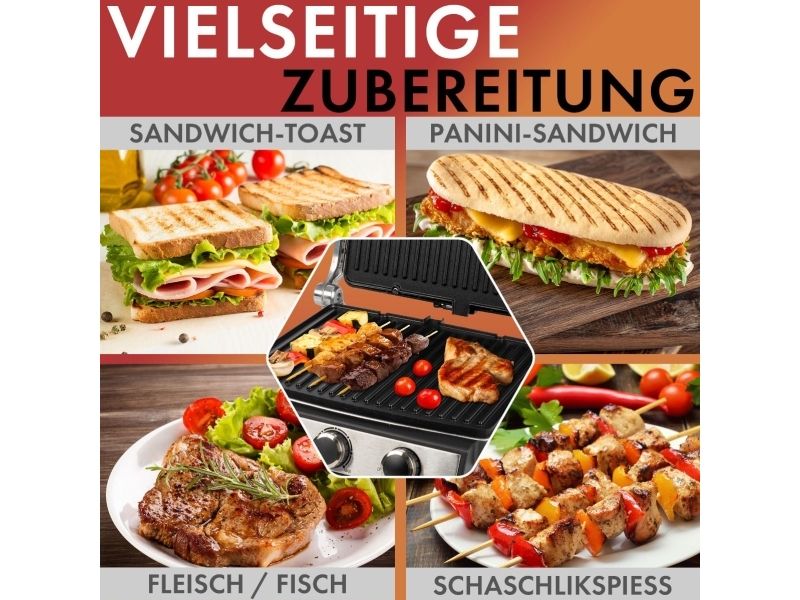 ProfiCook PC-KG 1264, Sort, Rustfrit stål, Rustfrit stål, 230 x 290 mm, 180°, 2000 W, 220 - 240 V