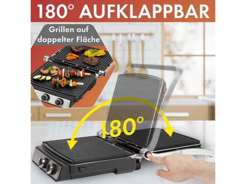ProfiCook PC-KG 1264, Sort, Rustfrit stål, Rustfrit stål, 230 x 290 mm, 180°, 2000 W, 220 - 240 V