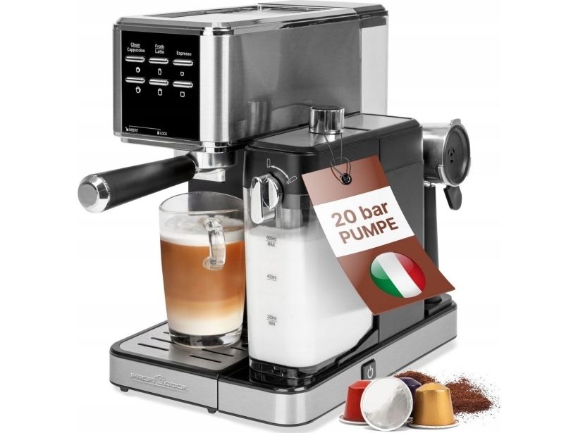 ProfiCook PC-ES-KA 1266 Espressomaskine sølv/sort billede 2