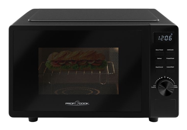 ProfiCook PC-MWG 1278, Bordplade, Grill mikroovn, 20 L, 1150 W, Indbygget skærm, Knapper, Dreje
