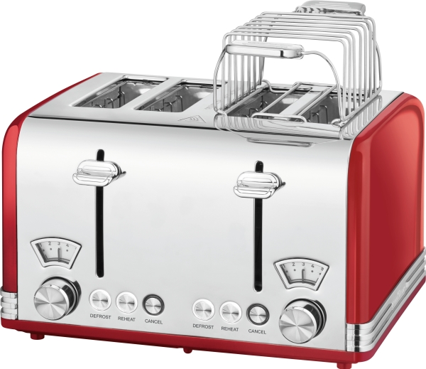 ProfiCook PC-TA 1194, 4 skive(r), Rød, Stål, Metal, Knapper, Niveau, Dreje, 1630 W, 220 - 240 V