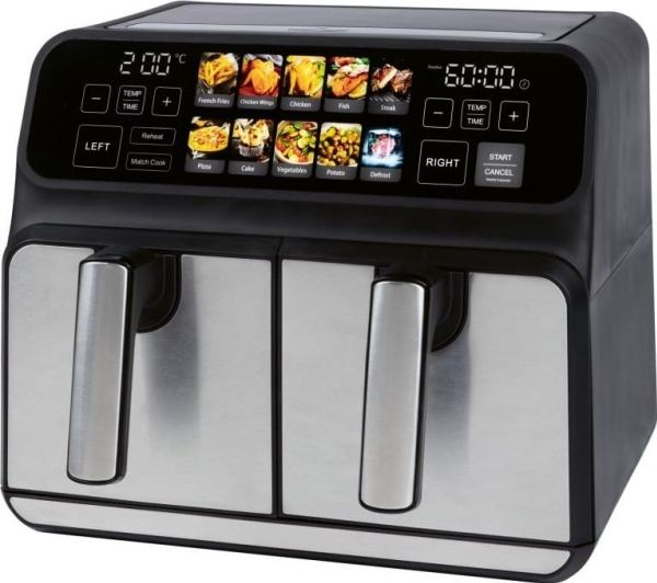 ProfiCook PC-FR 1287 H, Varmluftsteger, 8 L, 50 °C, 200 °C, Dobbelt, Sort, Rustfrit stål